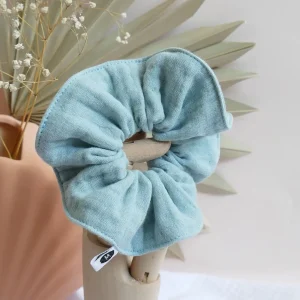 Chouchou triple gaze de coton céladon