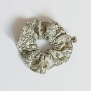 Chouchou vert de gris fleurs art déco