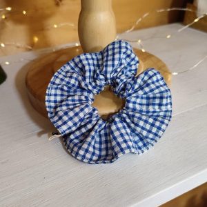 Chouchou vichy bleu et blanc