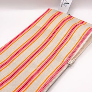 Trousse – Rayures oranges & roses