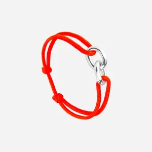 Bracelet Union maillons argent – Orange fluo