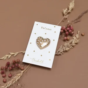 Pin’s Coeur Léopard – Blanc & doré
