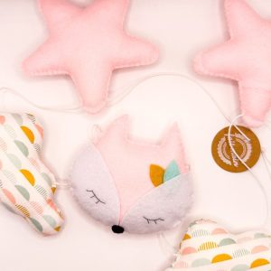 Guirlande tête renard rose imprimé demi-cercle