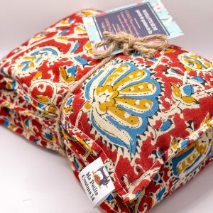 Bouillotte sèche – Rouge fleurs bleues