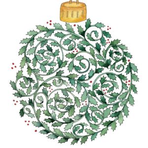 Carte Noël boule houx