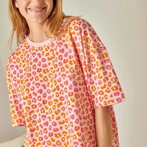 PYJAMA LONG Léopard Rose
