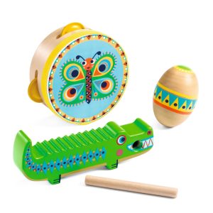 Djeco – Animambo – Set de percussions Tambourin-Maracas-Guiro